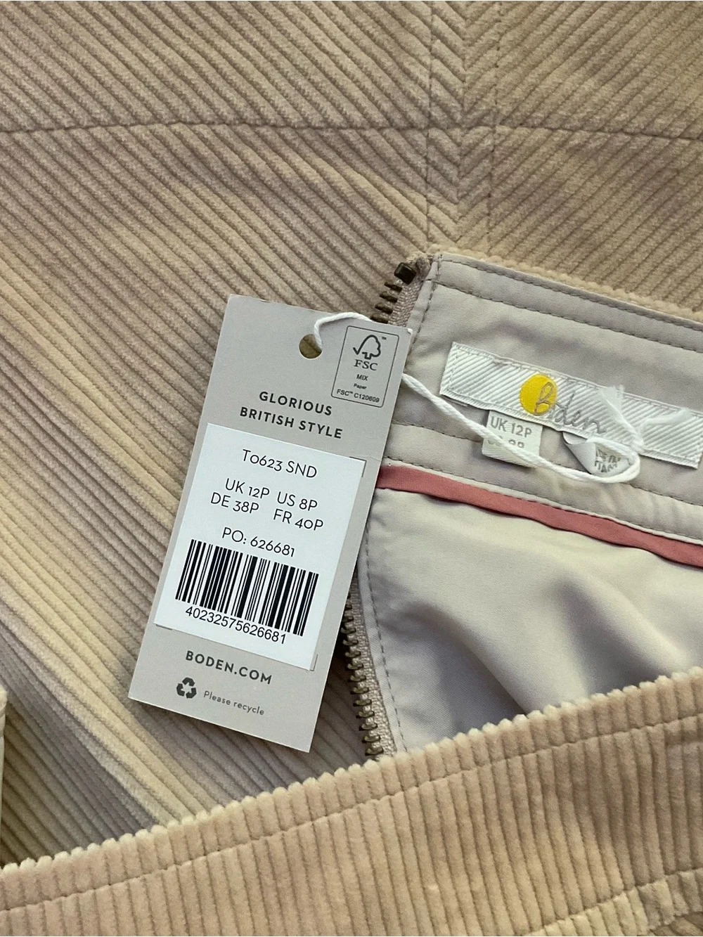 Boden beige corduroy